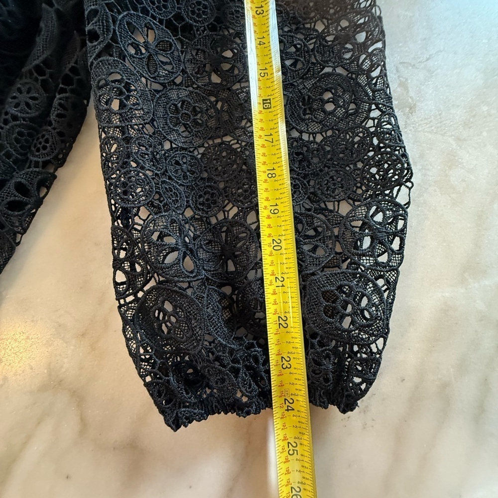 NWT Express Black Lace Crochet Long Sleeve Babydoll Dress Womens size L - Picture 13 of 15
